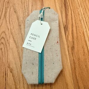 Beige Pencil Case with Teal Zipper